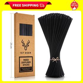 1st Deer 313054341327 Reed Diffuser Sticks 100 Pcs Of Black Rattan Essential Oil Aroma Refill Wood S
