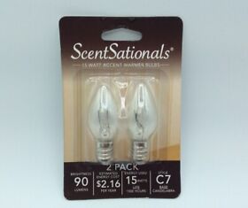 2 Pack 15 Watt Scent Sationals Accent Warmer Bulbs C7 Candelabra Base