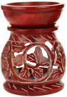 704-82 Prabhujis Gifts Oil Diffuser Red Soapstone Burner Round 809581704822