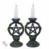 801269111564 Nemesis Now Wiccan Pentagram Candlesticks Set Of Two