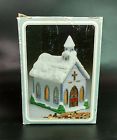 94444387 Potpourri Press Christmas Church Candle Ceramic Room Scenter Winter Vtg