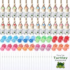 X004t7ecrd Afarnook 24 Set Hanging Car Air Freshener Diffuser Bottles With Resin Turtle And Labels