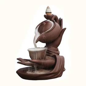Afoxsos 445008386351 Ceramic Backflow Incense Burner Teapot Shape Smoke Waterfall Holder Handcrafted