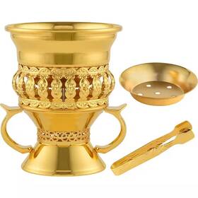 Afoxsos 445023147173 Gold Zinc Alloy Incense Burner With Removable Ash-tray And Tongs For Aromatherap