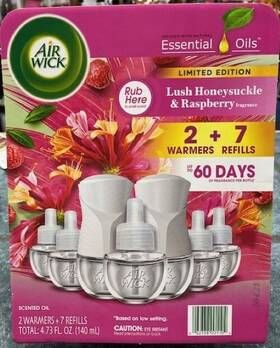 Air Wick 062338001104 Plug In Essential Oil Refill 2 Warmer 7 Ct Honeysuckle And Raspberry
