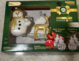Air Wick 062338007205 Holiday Decor 4 Warmers Apple Cinnamon Fresh Pine Oil Refills New