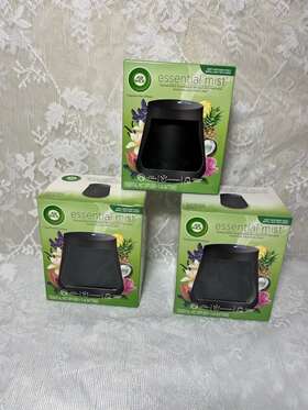Air Wick 062338023182 Essential Mist Oils Diffuser Black - Batteries Included Fragrance Lot 3