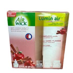 Air Wick 062338812823 New Lumin Flameless Candle With Apple Cinnamon Medley Scented Oil