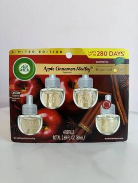 3320306 Air Wick Apple Cinnamon Medley Oil Refills 4 Pack 2.69 Fl Oz Essential Oils