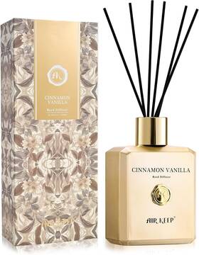 Airkeep 0764725806810 Reed Diffuser Set -10.15 Oz 300ml Cinnamon Vanilla Fragrance Gold Airkeep 0764725806810 Reed Diffuser Set -10.15 Oz 300ml Cinnamon Vanilla Fragrance Gold