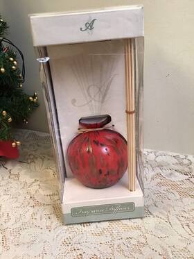 L105 Alexandrias Fragrance Reed Diffuser Red Multi Colored Glass - Art