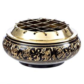 Alternative Imagination 810009940906 Beautiful Solid Carved Black Brass Screen Burner With Artistic Carving And Wood