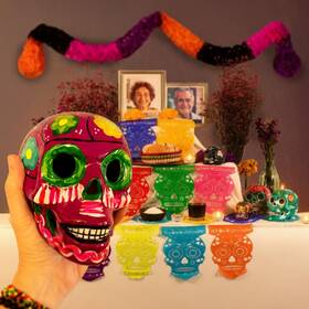 Amae 034656173221 El Dia De Los Muertos Classic Decor Kit. With A 4.5 Inch Hand-painted Ceramic Sku