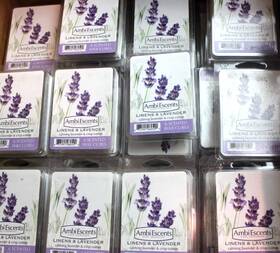 Ambiescents 877991060500 Bulk Lot Of 48 Scented Wax Melts Cotton Linens And Calming Lavender