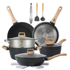 Anymark-16 Anymark 768771927635 16pcs Pots And Pans Set Non Stick Cookware Nonstick With Cooking Black