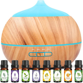 Anysun Essential Oil Diffuser 550ml Set And Top 8 Oils Aromat