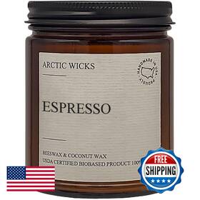 B0cm1xqz36 Arctic Wicks Espresso Coffee Candle 9oz Coconut Beeswax Non-toxic Clean Burning