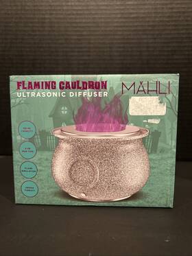 Aroma Coffee 680079023164 New 2024 Mahli Flaming Purple Silver Glitter Cauldron Diffuser Halloween
