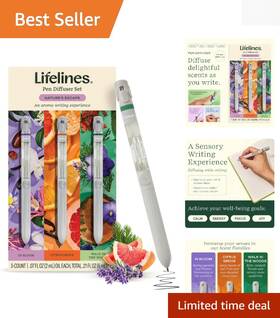 Aromatherapy Pens 810076212715 Aromatic Diffuser Pen Set 3 Scented Ballpoint For Joyful Writing