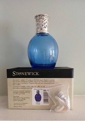 Artglass 186725000072 Stonewick Catalytic Oil Lamp Diffuser Cobalt Blue 6 Inch Tall New In Box