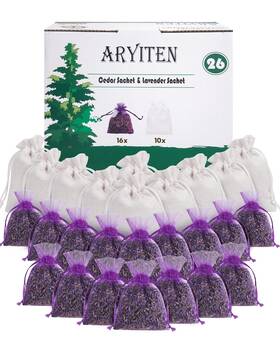 Aryiten 029082380855 26 Pack Cedar Chips And Natural Dried Lavender Sachets 1 Count Of 25