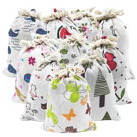 Cb-10 Aseitaku 10 Pcs 5x7 Inch Colorful Burlap Gift Bags With Drawstring Multi-purpose For