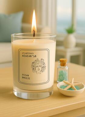 B0f25g6tdr Atlantis&co Ocean Breeze Scented Candle 8oz Soy Wax Aromatherapy Gift