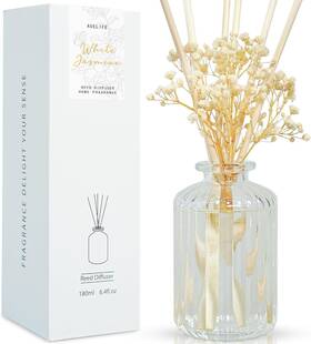 E004 Auelife Reed Diffuser Set 6.4 Oz White Jasmine Scented With Sticks