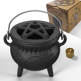 Aurionix 780943942628 Triple Moon Cast Iron Cauldron With Handle -mini For Cooki