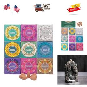 Backflow Incense Cones 740107399859 Unique Gift Pack - 9 Scents For Therapeutic Relaxation