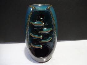 Backflow Magic 810171027504 Back Flow Ceramic Incense Burner - 7 Inch / Blue Glaze With 4 Pkgs Of Inscence