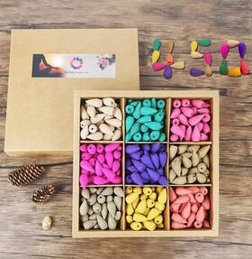 Baidekj 609701870693 450 Pcs Backflow Incense Cones For Waterfall 9 Kinds Of Natural Plant Fragran