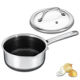 Sp-15 Bakoniion Hybrid Nonstick 1.5 Quart Saucepan With Lid Stainless Steel Honeycomb Pot