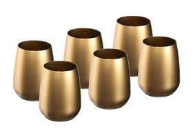 30104-g-s6 Barski Tumbler Glass - Double Old Fashioned Set Of 6 Glasses Gold Dof Roc