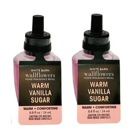 Bath And Body Works 739485088035 Warm Vanilla Sugar Wallflower Refill Bulb 2 Pack 0.8 Oz White