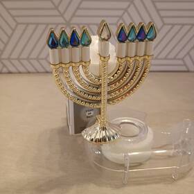 62638 Bath & Body Works And Work Menorah Hanukkah Wallflower Plug In Nightlight Blue Jewel