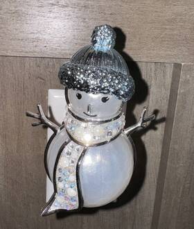 Bath & Body Works 667551008895 And Wallflower Snowman Plugin Nightlight Silver Blue Sparkles