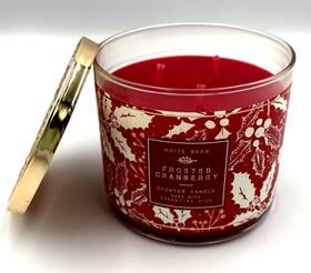 Bath & Body Works 667553889836 And White Barn Frosted Cranberry 3 Wick Candle Holly Design 14.5oz