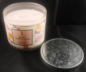 3-wick Bath & Body Works 667555839389 And Berry Waffle Cone Candle With Lid Vanilla Free Shipping