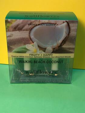 Bath & Body Works 667556489316 And Inch Waikiki Beach Coconut Wallflowers Refills 2-pk 0.8 Fl