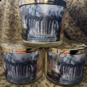 3-wick Bath & Body Works 667558550632 And Fresh Fall Morning Candles Set Of 3 New