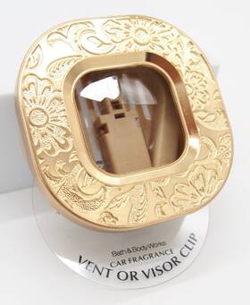 Bath & Body Works 667558746943 A And Gold Flower Embossed Scentportable Car Vent Visor Clip