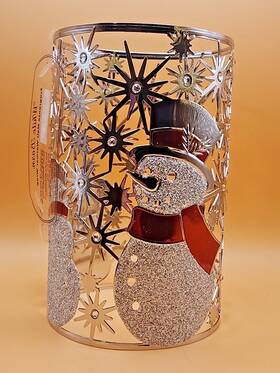 Bath & Body Works 675408781143 And Fragrance Melt Warmer Wrap Silver Snowman Glitter White Barn