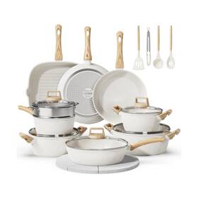 Bzf02-24-wh Bazova 24 Pcs Pots And Pans Set Non Stick Ceramic Cookware With 3 Stockpots He