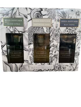 Bellevue 855267008241 6oz. Reed Diffuser Set Of 3 Blue Linen Driftwood Sand Island Citrus
