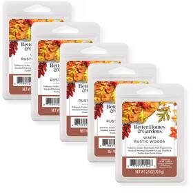 032-002-45248 Better Homes & Gardens Warm Rustic Woods Scented Wax Melts No Soot Residue Flameless 2.5 Oz 5-pack