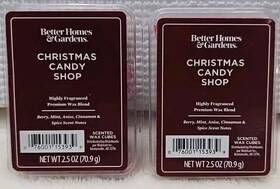 Better Homes & Gardens 076001153939 And Scented Wax Cubes 2.5 Oz Christmas Candy Shop Lot Of 2
