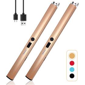 Beyio 780748671365 2 Pcs Candle Lighter Windproof Flameless Electric With Led Power Disp