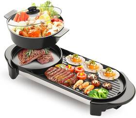 Rxin2022 Boeaster 2 In 1 Electric Smokeless Hot Pot With Grill 2200w Removable Hotpot Kor