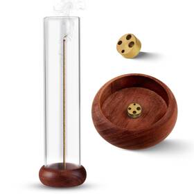 Mv2503 Branded Incense Holder Walnut Wooden Stick With Detachable Glass Ash C